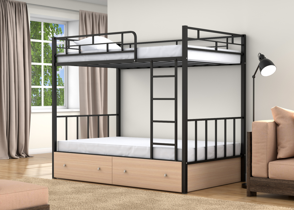 Для подростков, Двухъярусная кровать Валенсия 120 ящики дуб молочный