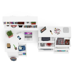 Стол угловой компьютерный Мори МС-16 левый с комодом на 10-ть ящиков и полкой на 1200