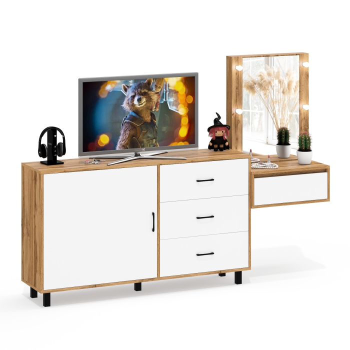 Туалетные столики, Стол косметический навесной с подсветкой и комод 122-1504