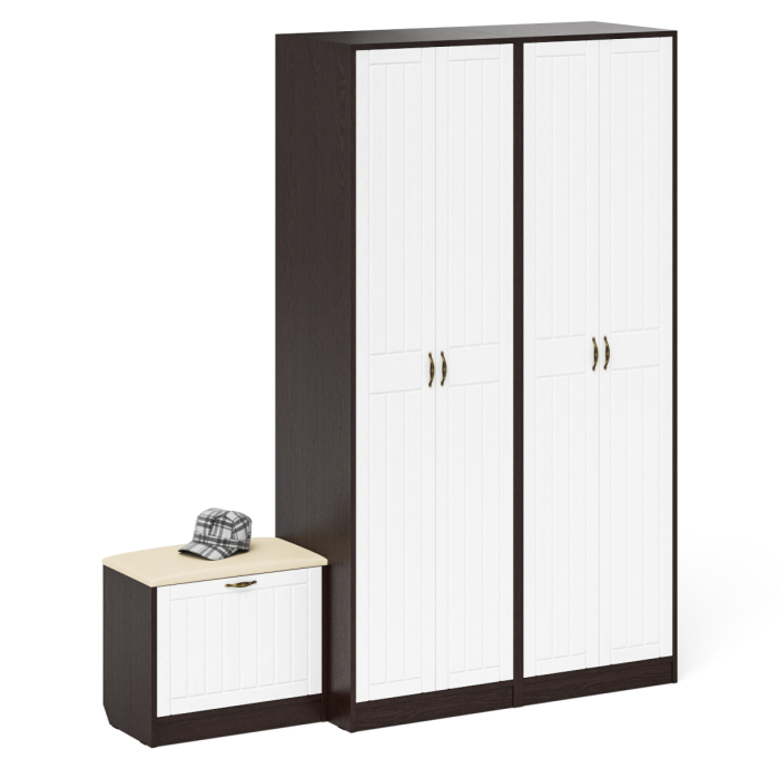 Прихожие, Два шкафа с дверками и обувница с сиденьем П-6 № 07 МДФ фрезеровка прованс