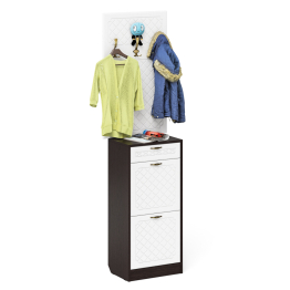 Обувница 2 секции с ящиком и вешалкой для одежды П-6 фрезеровка ромб