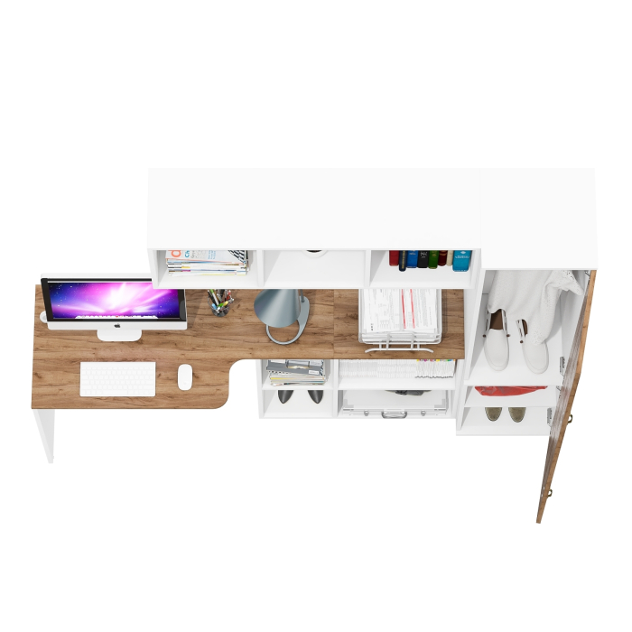 Домашние кабинеты, Компьютерный стол с навесной полкой и пенал 21Б Лидер-8