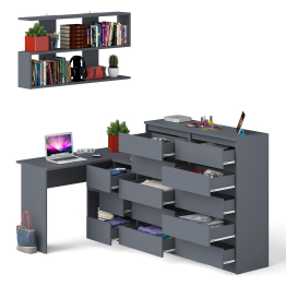 Набор мебели из углового компьютерного стола Мори МС-16 правого с книжной полкой и комода МК1200.10