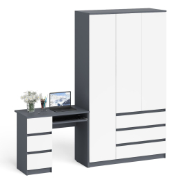 Компьютерный стол МС-6 левый и шкаф-комод с дверкой и тремя ящиками МШ-1200-1 Мори