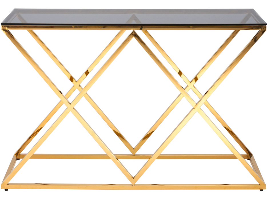 Открытые, Консоль STOOL GROUP ИНСИГНИЯ 120х40 (Стекло Smoke/золотой)