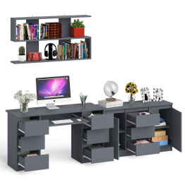 Двухтумбовый стол компьютерный с ящиками МС-2 с тумбой-комодом и полкой 1200 Мори