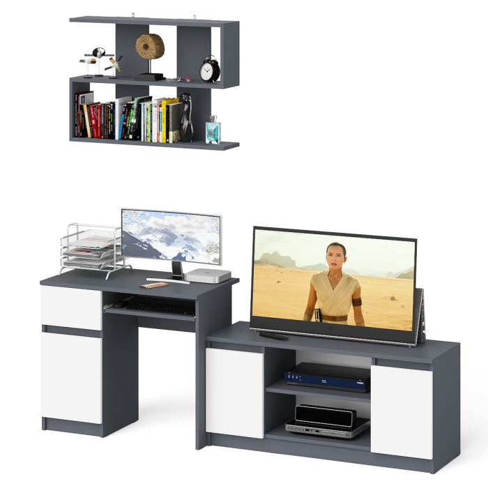 Прямые компьютерные столы, Стол однотумбовый компьютерный Мори МС-1 левый с полкой на 900 и тумбой на 1200