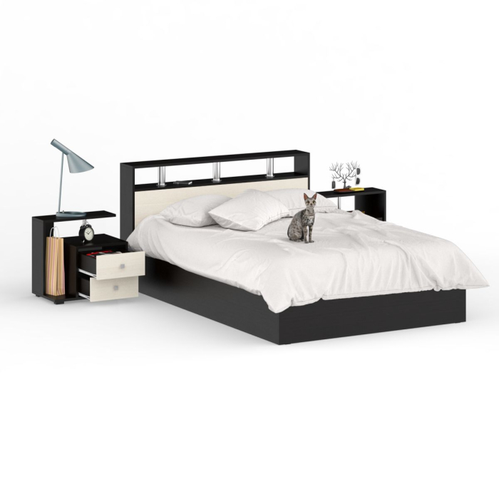 Спальные гарнитуры, Кровать Камелия 1400 с двумя прикроватными тумбами