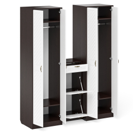 Тумба для обуви две секции и два шкафа в прихожую П-6 № 13 МДФ фрезеровка ромб