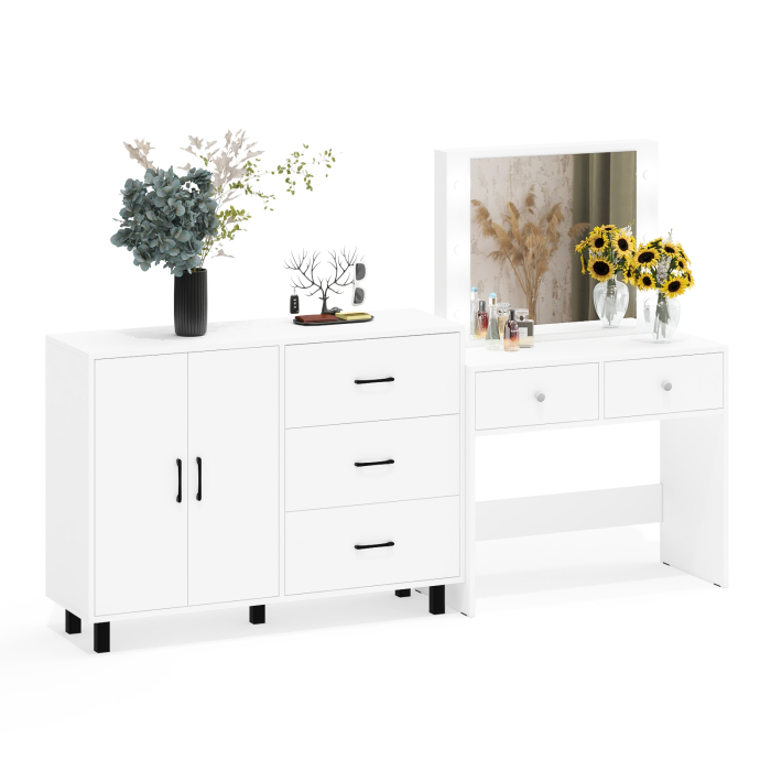 С зеркалом, Комод 123-1204 и косметический столик с подсветкой СТ-5