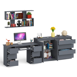 Стол для работы Мори МС-2 с книжной полкой на 1200 и комодом-тумбой МК1600.1