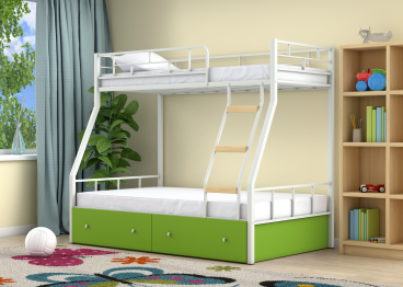 Двухъярусная кровать Радуга ящики зеленый