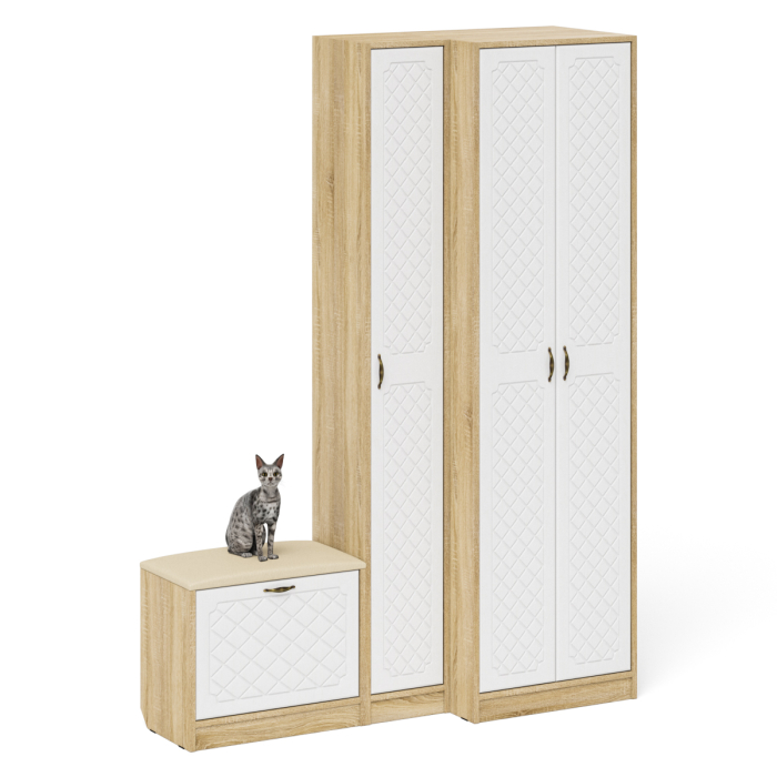 Прихожие, Шкаф с пеналом и обувницей с сиденьем П-6 № 25 МДФ фрезеровка ромб