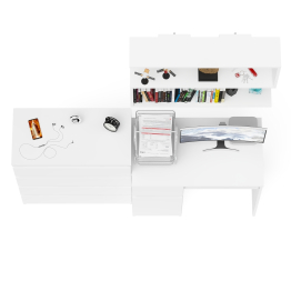 Комод четыре ящика Мори 800-4 со столом компьютерным с тумбой слева и полкой 900