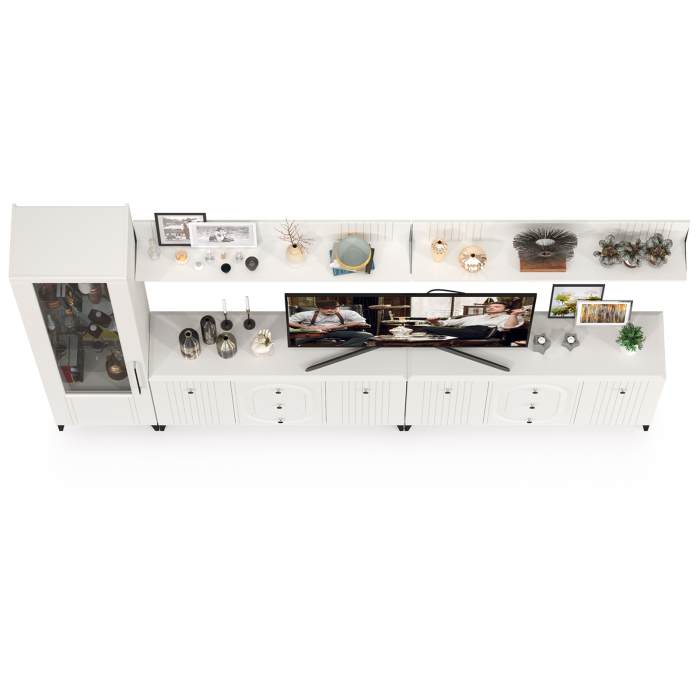 Стенки для гостиной, Два комода для аппаратуры с полками и пенал со стеклом Валенсия № 118