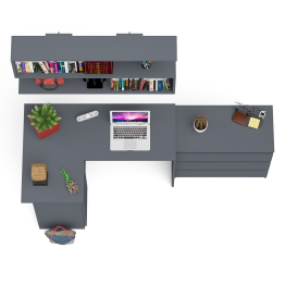 Комод на три ящика Мори МК800.1 с компьютерным столом для работы левый и открытой полкой