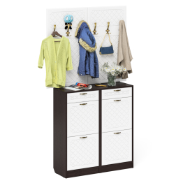 Две вешкалки для верхней одежды и две высоких обувницы П-6 № 04 МДФ фрезеровка ромб