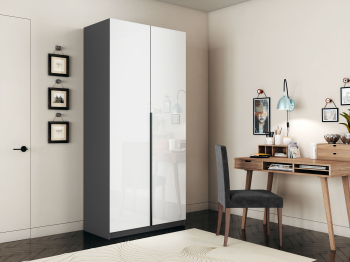 Шкаф распашной Е1 Локер 101x52.5x220 см, с белым стеклом