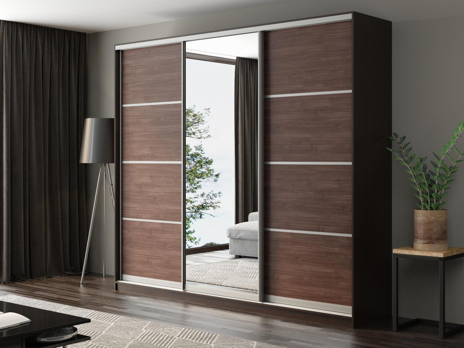 Шкафы-купе, Шкаф-купе Айсберг 260 ВЕНГЕ (шамони темный/зеркало)