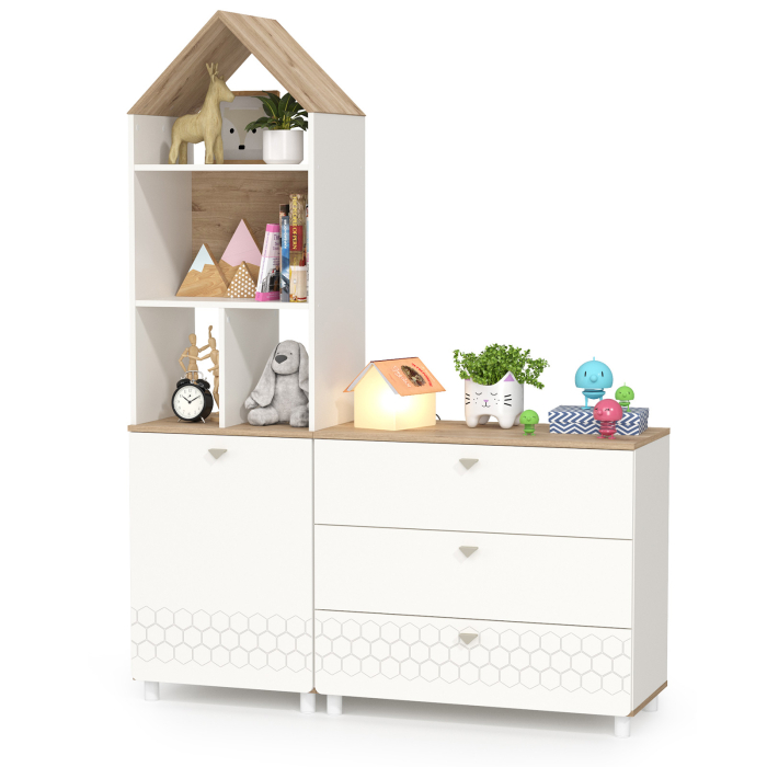 Детские комнаты, Стеллаж с комодом на три ящика Эйп