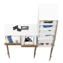 Тумбы две с ящиком и дверкой и пенал пять полок Лидер-8