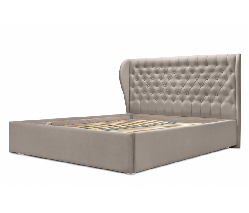 Мягкая кровать, Кровать с мягким изголовьем Мишель 1600 с подъемным механизмом, микровелюр