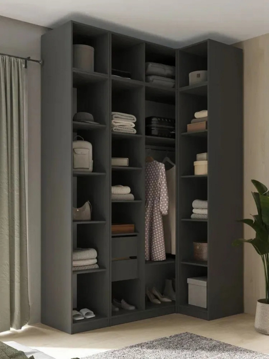 Угловые шкафы, Угловой шкаф для одежды распашной с ящиками и антресолью, София, 2600х1700х900мм