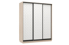 Шкафы-купе 3-х дверные, Шкаф-купе Премьер 22 (01РБ;01РБ;01РБ) фасады ромб белый/трёхдверный/Профиль чёрный муар