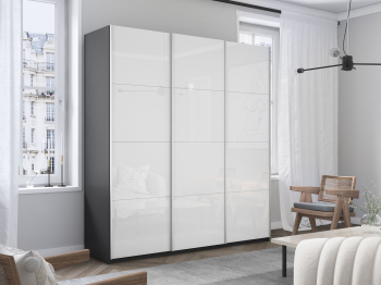 Шкаф-купе Прайм 3-х дверный Стекла белые/Доводчики 180х57х230