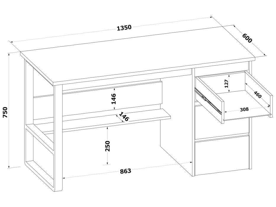 Прямые компьютерные столы, Стол письменный Сокол СПМ-212
