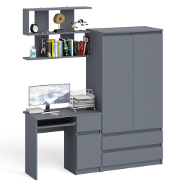 Стол компьютерный с ящиком МС-1 правый с навесной полкой и шкаф-комод МШ900.1 Мори
