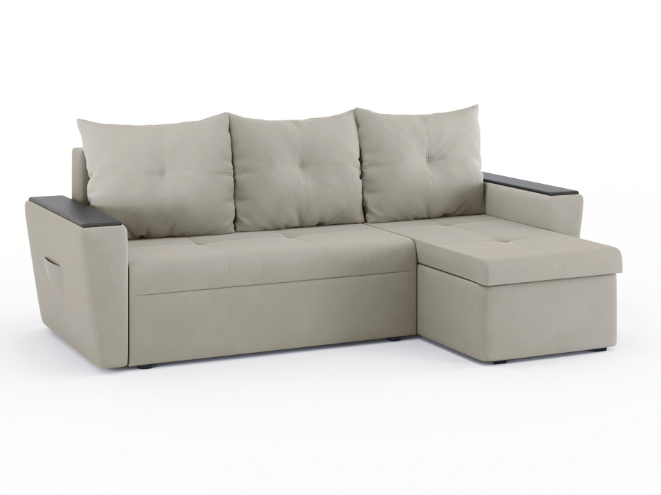 Диваны угловые в гостиную, Диван-кровать угловой Дубай Майами еврокнижка трехсекционная, велюр