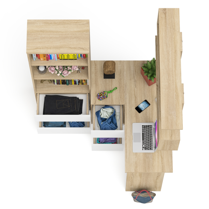 Домашние кабинеты, Уголок школьника Мори с угловым столом и полкой и стеллажом