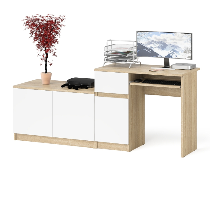 Прямые компьютерные столы, Компьютерный стол ящик и дверка Мори МС-1 левый с широкой тумбой 900