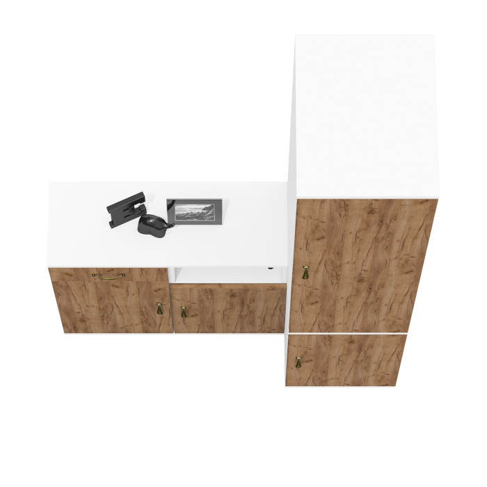 Домашние кабинеты, Шкаф узкий глубокий Лидер-8 МД 23Б и две разных тумбы МД 3.15 и МД 3.19