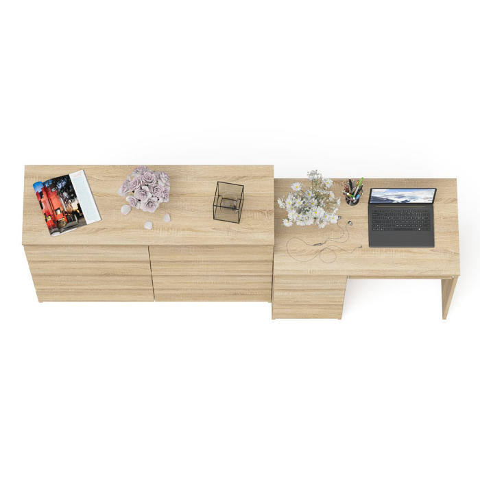 Домашние кабинеты, Комод Мори 1200-8 и стол компьютерный МС-6 3 ящика слева