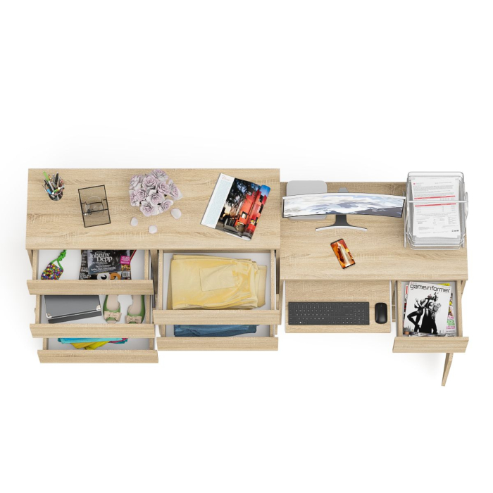 Компьютерные столы, Комод 8-мь ящиков Мори МК1200 и правый компьютерный стол Мори МС-1