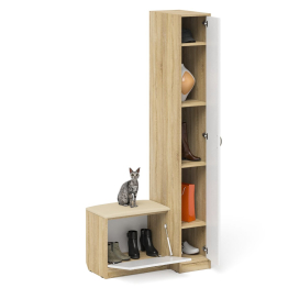 Пенал П-6-500 с обувницей с мягким сиденьем фрезеровка прованс