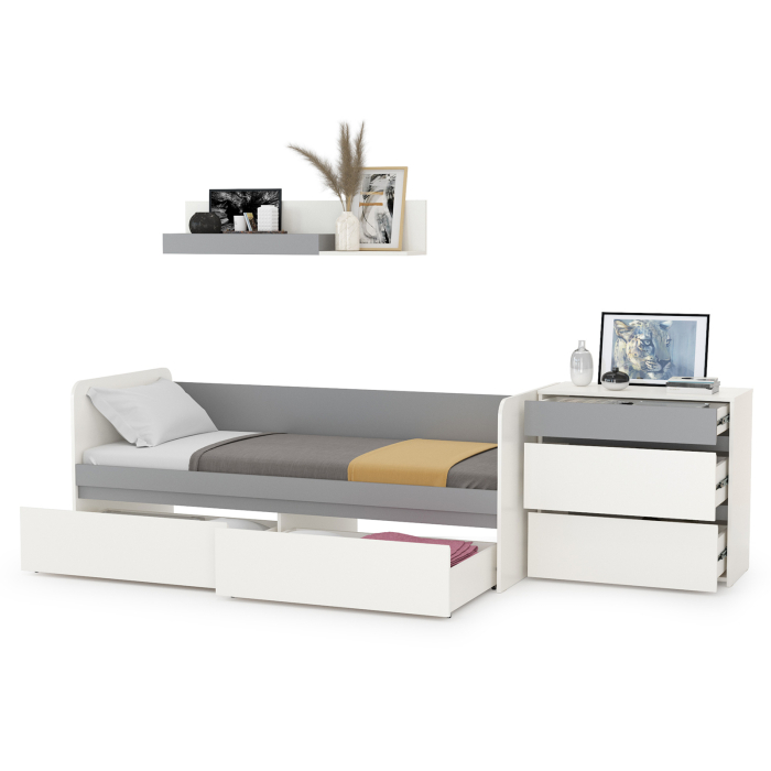Для девочек, Кровать с ящиками с комодом и полкой Торонто