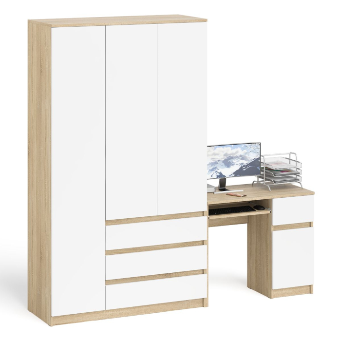 Домашние кабинеты, Компьютерный стол Мори с тумбой с дверкой и ящиком правый и шкаф-комод МШ1200-1