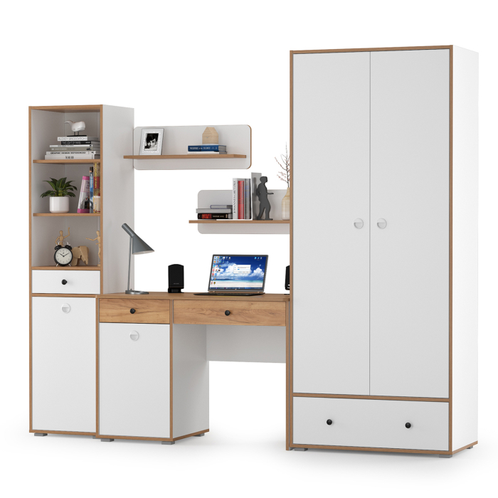 Офисная мебель, Мебельная стенка в молодёжную комнату Вуди № 23 