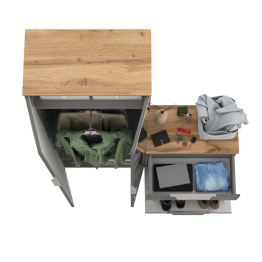 Шкаф для одежды с зеркальными дверками и обувница Октава.