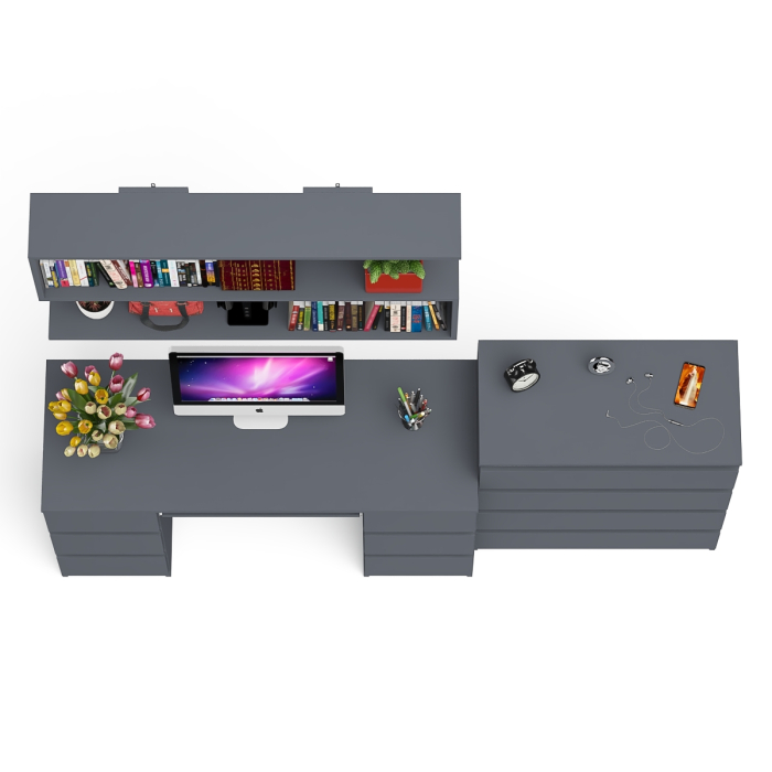 Домашние кабинеты, Стол письменный Мори МС-2 с комодом МК800 4 ящика и полкой 1200