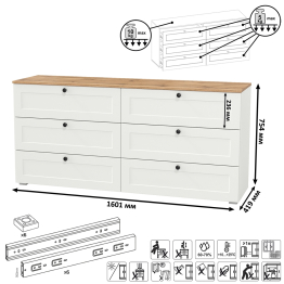 Кровать двуспальная с ортопедическим основанием Остин с ТВ-тумбочкой и комодом 16.240