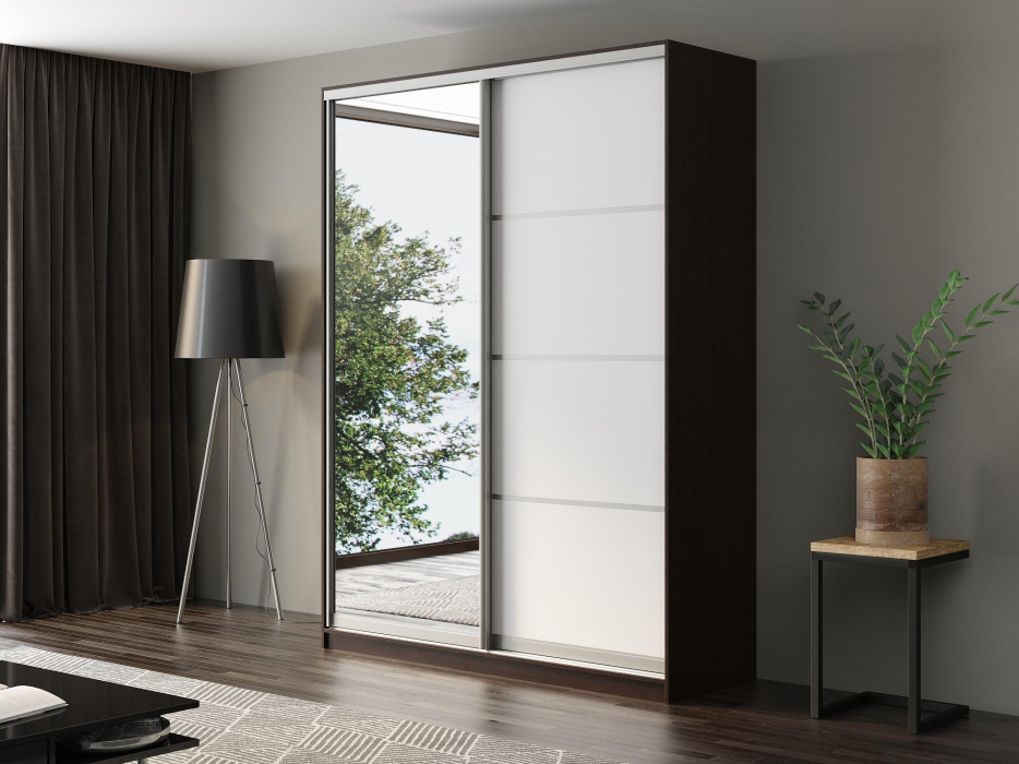 Шкафы-купе, Шкаф-купе Айсберг 170 ВЕНГЕ (белый/зеркало)