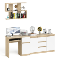 Домашние кабинеты, Компьютерный стол МС-1 тумба справа с комодом-тумбой и верхней открытой полкой