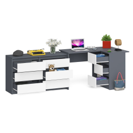 Комод Мори 1200 6 ящиков и компьютерный угловой стол МС-16 правый