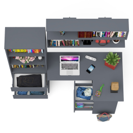 Рабочее место с угловым столом Мори МС-16 правым со стеллажом и полкой