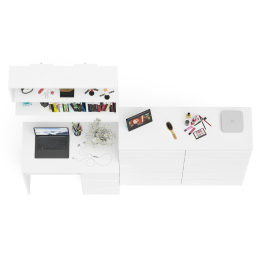 Стол компьютерный Мори МС-6 ящики справа с высоким комодом и полочкой для книг