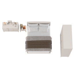 Спальня Афина Сп30 с кроватью двуспальной 1600 с тумбочкой и комодом с дверкой